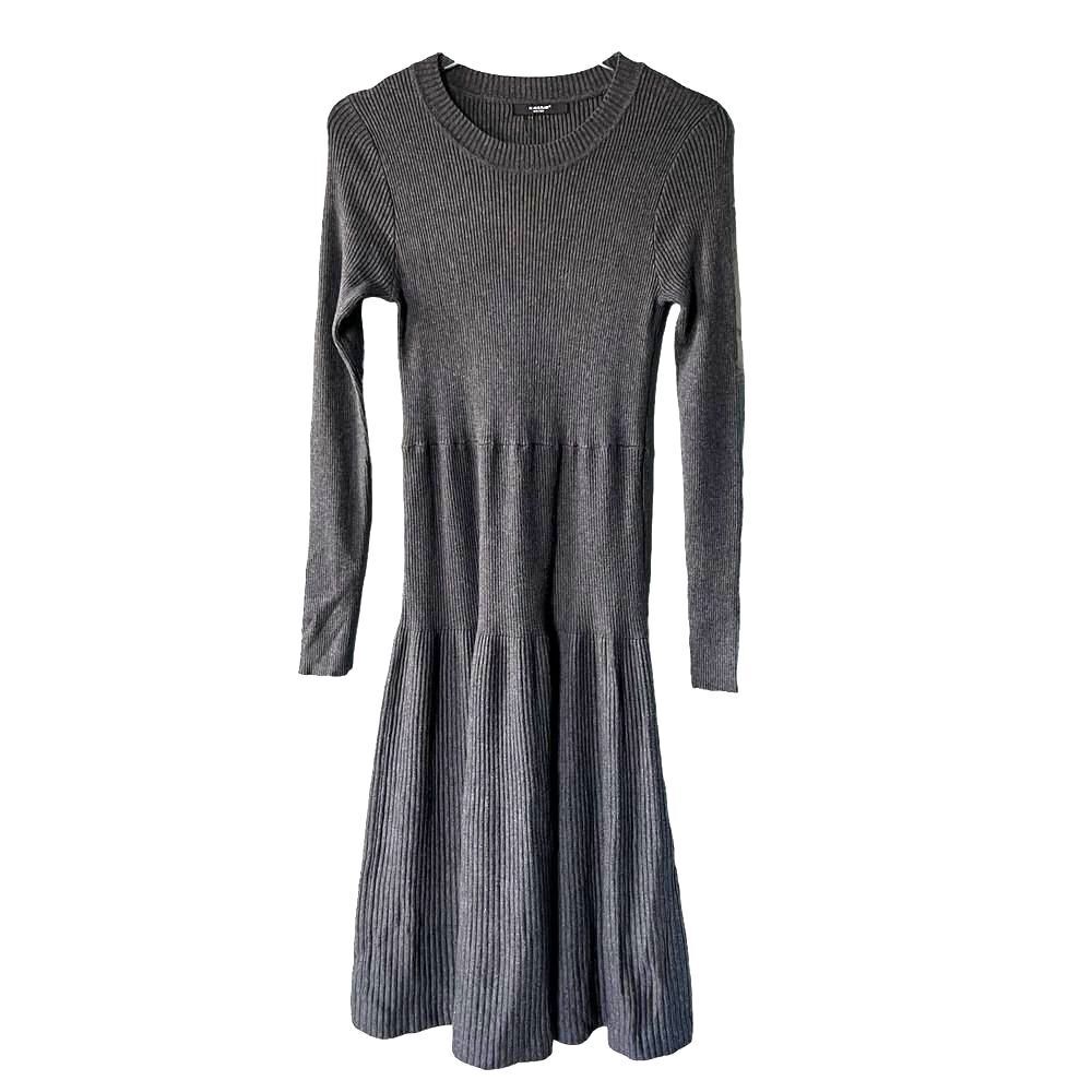 Wear & Flair New York Long Sleeve Ribbed Knit Drop Waist Midi Dress S/M